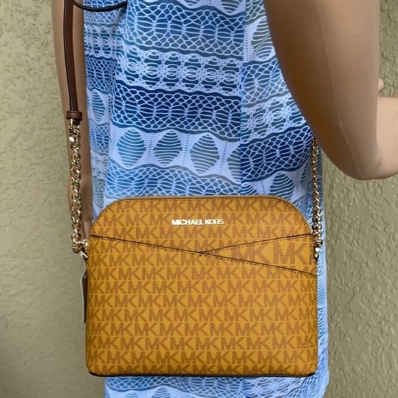 Michael Kors Jet Set Travel Medium Dome Crossbody Bag Marigold Multi - Picture 11 of 15